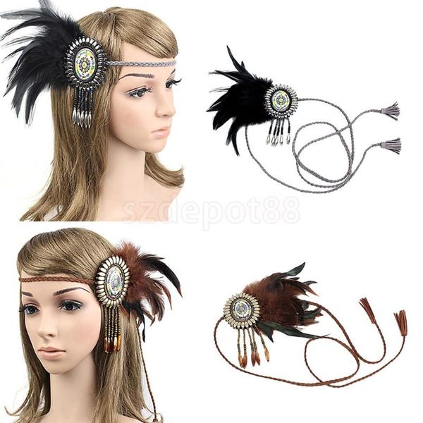 vintage boho hippy feather fascinator headband braided rope headpieces wedding party hair accessories
vintage boho hippy feather fascinator headband braided rope headpieces wedding party hair accessories