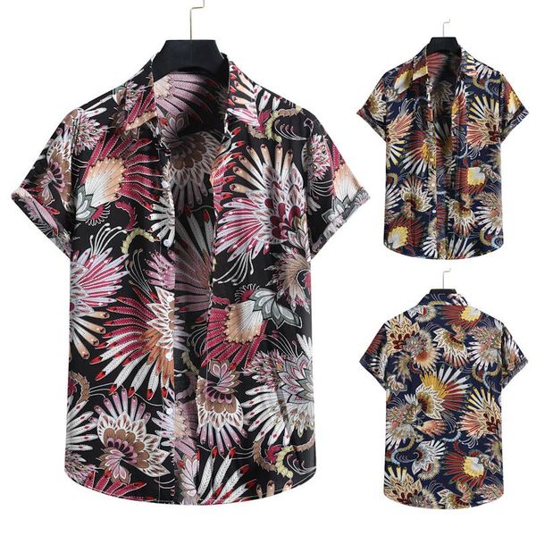 men's casual shirts 2021 spring/summer short sleeve floral shirt hawaii cy05, White;black
men's casual shirts 2021 spring/summer short sleeve floral shirt hawaii cy05, White;black