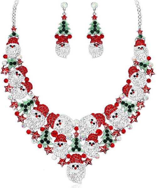 earrings & necklace 100 sets luxury statement bib santa claus christmas party costume jewelry set xmas gift for women girl, Silver
earrings & necklace 100 sets luxury statement bib santa claus christmas party costume jewelry set xmas gift for women girl, Silver