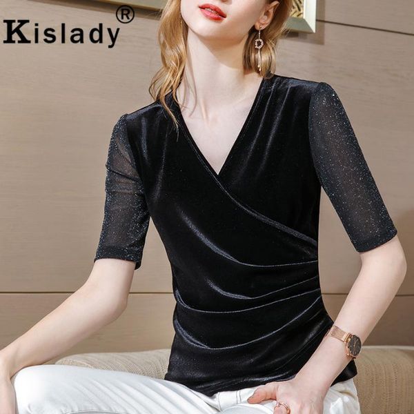 kislady summer women's v-neck gothic pleuche shirt ol harajuku half sleeve shirts korean bright silk fashion clothing t-shirt, White
kislady summer women's v-neck gothic pleuche shirt ol harajuku half sleeve shirts korean bright silk fashion clothing t-shirt, White