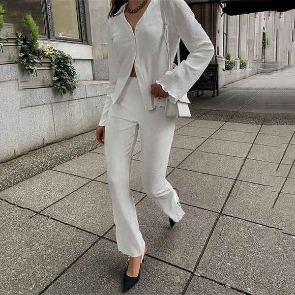 women's two piece pants ribbed knitted suits outfit elegant single breasted shirt and flare women sets long sleeve casual solid, White
women's two piece pants ribbed knitted suits outfit elegant single breasted shirt and flare women sets long sleeve casual solid, White