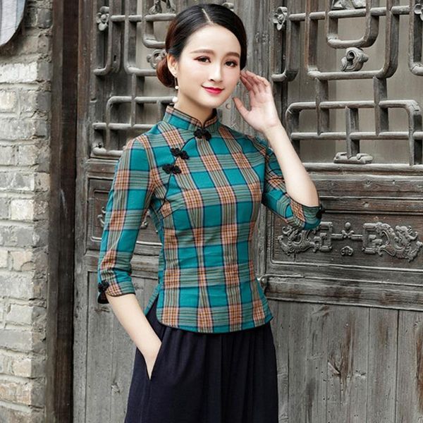 ethnic clothing 2021 spring summer chinese style button plaid cheongsam blouse retro qipao shirt traditional for women, Red
ethnic clothing 2021 spring summer chinese style button plaid cheongsam blouse retro qipao shirt traditional for women, Red