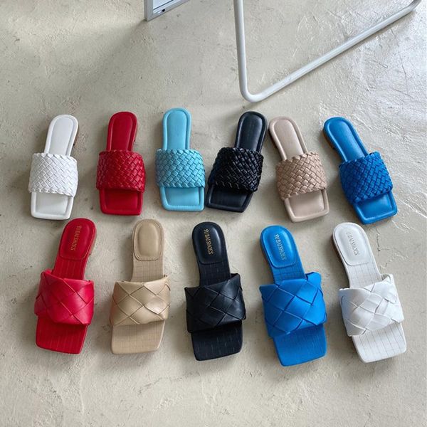 brand women weave leather slippers mules open toe flat slides summer blue heels outdoor beach female flip flops shoes, Black
brand women weave leather slippers mules open toe flat slides summer blue heels outdoor beach female flip flops shoes, Black