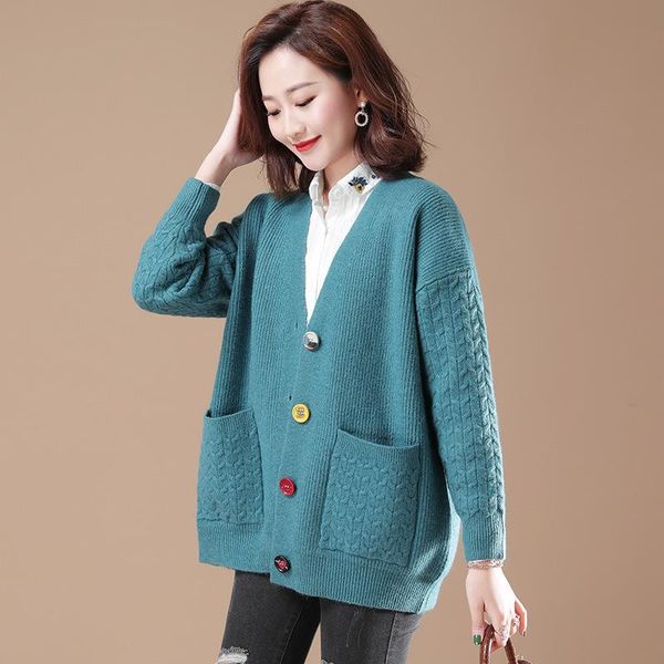 women's knits & tees 2021 spring and autumn fashion western style sweater jacket korean version loose wild knitting outer women cardiga, White
women's knits & tees 2021 spring and autumn fashion western style sweater jacket korean version loose wild knitting outer women cardiga, White