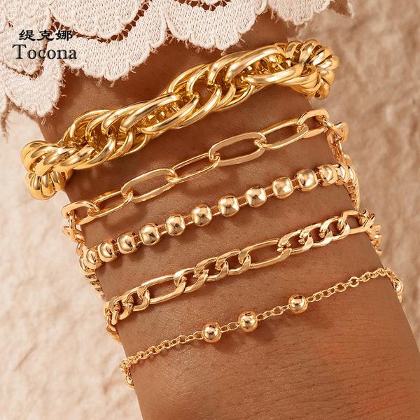 link, chain tocona 5pcs/sets bohemian bead bracelets for women punk hollow out thick alloy metal adjustable jewelry accessories 17078, Black
link, chain tocona 5pcs/sets bohemian bead bracelets for women punk hollow out thick alloy metal adjustable jewelry accessories 17078, Black