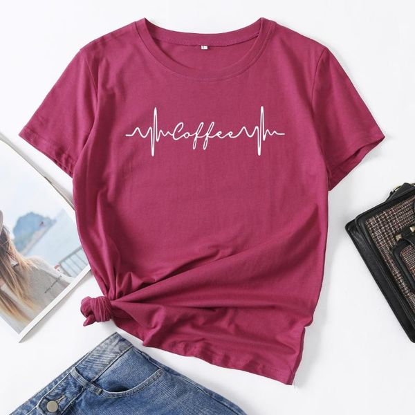 women's t-shirt coffee heart beat life line woman summer for women cotton short sleeve t-shirts graphic tee female shirt clothes, White
women's t-shirt coffee heart beat life line woman summer for women cotton short sleeve t-shirts graphic tee female shirt clothes, White