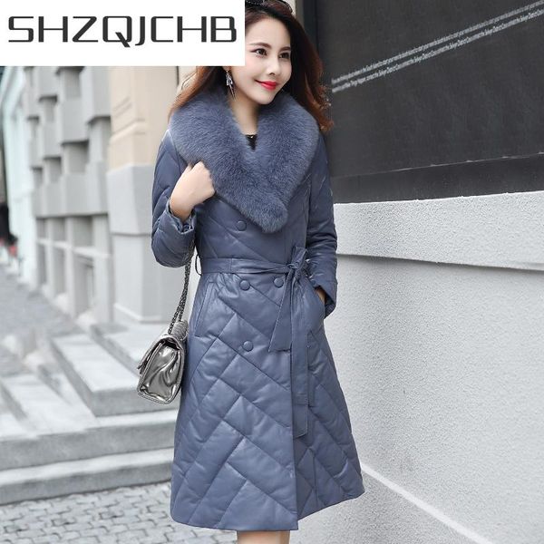 women's leather & faux shzq winter jacket women natural sheepskin coat female genuine down real fur collar long lwl1202, Black
women's leather & faux shzq winter jacket women natural sheepskin coat female genuine down real fur collar long lwl1202, Black