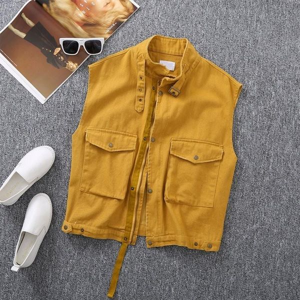 women's vests women summer solid color sleeveless vest safari cargo denim jacket pockets loose fit female casual outwear waistcoat gile, Black;white
women's vests women summer solid color sleeveless vest safari cargo denim jacket pockets loose fit female casual outwear waistcoat gile, Black;white