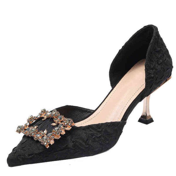 2021 summer net red metal pointed hollow single sho fashion gradient high heel sandals for women, Black
2021 summer net red metal pointed hollow single sho fashion gradient high heel sandals for women, Black