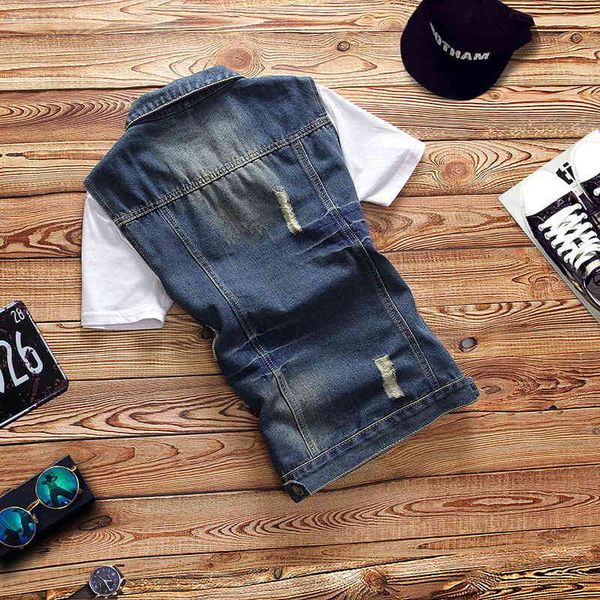 men's vests men spring autumn men's fashionable jacket denies sleeveless anguished vests thin fitting male straetwear casual jean, Black;white
men's vests men spring autumn men's fashionable jacket denies sleeveless anguished vests thin fitting male straetwear casual jean, Black;white