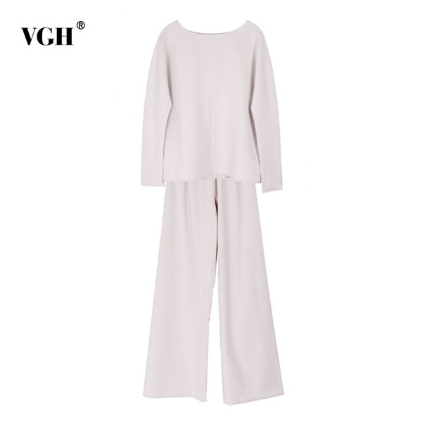 vgh minimalist solid two piece set for women o neck long sleeve t shirt wide leg pants casual loose sets female fashion new tide 210421, White
vgh minimalist solid two piece set for women o neck long sleeve t shirt wide leg pants casual loose sets female fashion new tide 210421, White