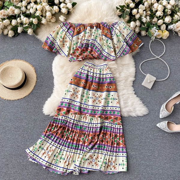 two piece dress seaside holiday dress retro printing suit female short high waist mid-length skirt trend rvn8, White
two piece dress seaside holiday dress retro printing suit female short high waist mid-length skirt trend rvn8, White
