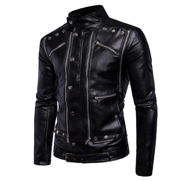 men's fur & faux men cuff zipper punk leather jacket motorcycle multi-zip slim coat metal sequins m-5xl 0sj1, Black
men's fur & faux men cuff zipper punk leather jacket motorcycle multi-zip slim coat metal sequins m-5xl 0sj1, Black