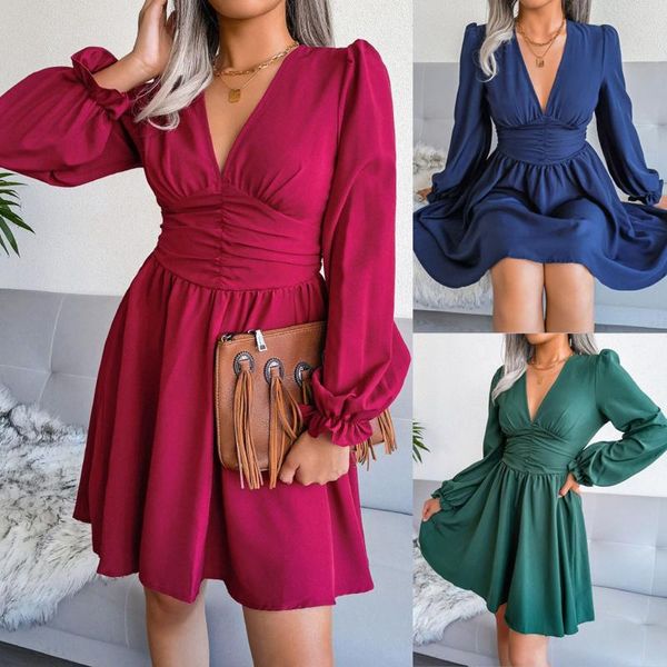 casual dresses autumn wrap dress women v neck slim waist holiday elegant female office a-line solid mini christmas vestido, Black;gray
casual dresses autumn wrap dress women v neck slim waist holiday elegant female office a-line solid mini christmas vestido, Black;gray