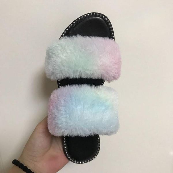 women summer fur sandals slippers flat slides home furry female cute fluffy house shoes luxury size 42-43, Black
women summer fur sandals slippers flat slides home furry female cute fluffy house shoes luxury size 42-43, Black