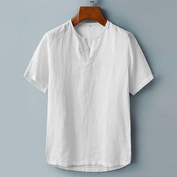men's casual shirts men short sleeve linen collarless soft dress loose holiday tee work shirt striped, White;black
men's casual shirts men short sleeve linen collarless soft dress loose holiday tee work shirt striped, White;black