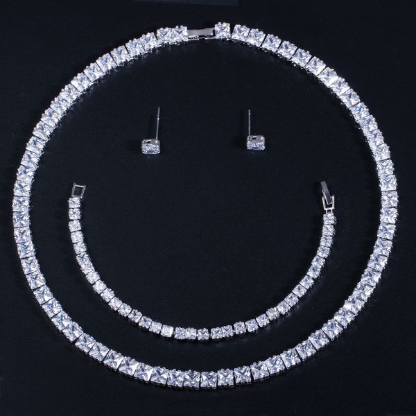 t0127 fashionable and exquisite wedding dress accessories super shiny zircon necklace earrings bracelet three piece set, Black
t0127 fashionable and exquisite wedding dress accessories super shiny zircon necklace earrings bracelet three piece set, Black