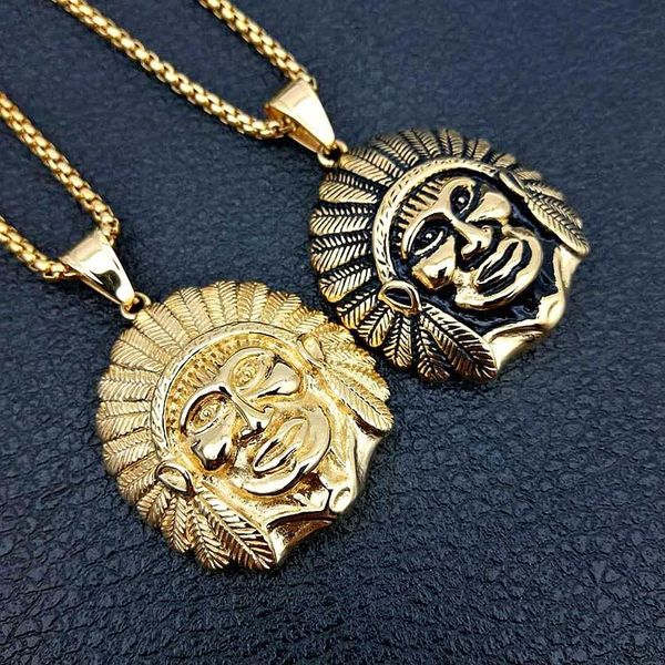 pendant necklaces stainless steel chief necklace for men hip hop rapper jewelry with 24" gold box chain, Silver
pendant necklaces stainless steel chief necklace for men hip hop rapper jewelry with 24" gold box chain, Silver