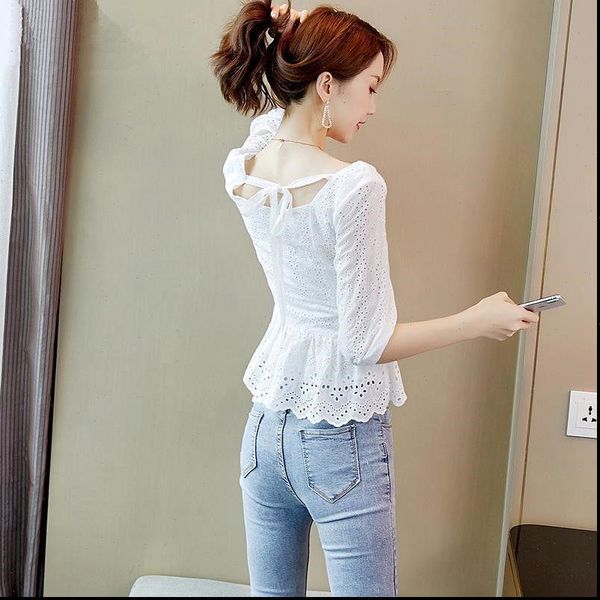 spring autumn embroidery chiffon womens shirt casual half sleeve white hollow out lace bluses df3302
spring autumn embroidery chiffon womens shirt casual half sleeve white hollow out lace bluses df3302