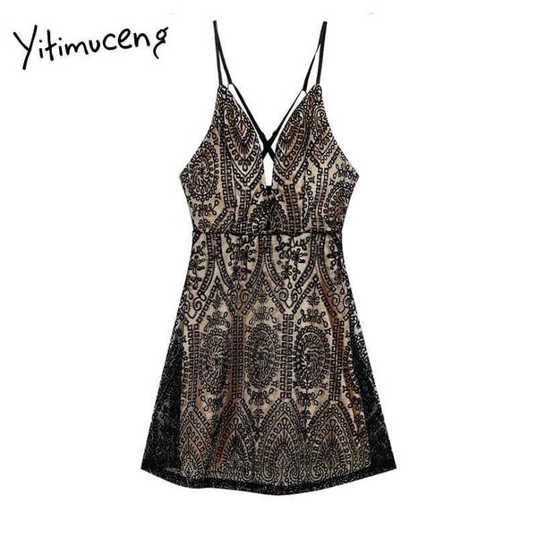 yitimuceng spaghetti strap backless dresses women a-line solid spring sleeveless lace zipper v-neck lothes lace 210601, Black;gray 
yitimuceng spaghetti strap backless dresses women a-line solid spring sleeveless lace zipper v-neck lothes lace 210601, Black;gray