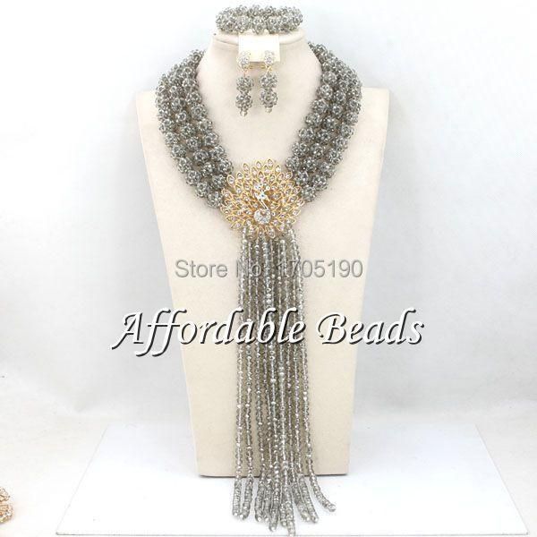 earrings & necklace gray african bridal jewelry set selling nigerian beads wholesale handmade item bn166, Silver
earrings & necklace gray african bridal jewelry set selling nigerian beads wholesale handmade item bn166, Silver