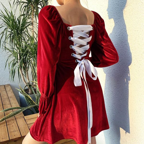 casual dresses backless bandage tie up vintage square collar velvet red elegant y2k dress women nice long flare sleeve party, Black;gray
casual dresses backless bandage tie up vintage square collar velvet red elegant y2k dress women nice long flare sleeve party, Black;gray