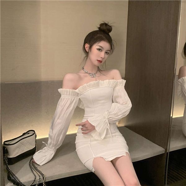 party dresses one line shoulder dress women's french pure desire wind bag hip summer 2021 white skirt fzm4, White;black
party dresses one line shoulder dress women's french pure desire wind bag hip summer 2021 white skirt fzm4, White;black