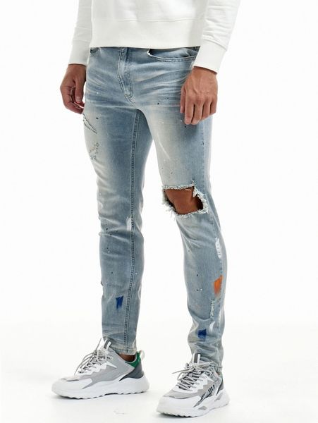 romwe guys ripped skinny jeans g2hh#, Blue