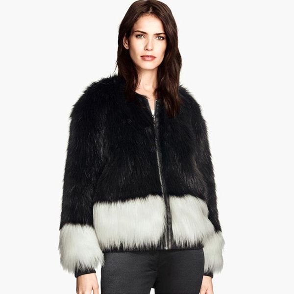women's fur & faux gamporl 2021 autumn/winter fashion coats and jackets for women stitching two-color with zipper short coat, Black
women's fur & faux gamporl 2021 autumn/winter fashion coats and jackets for women stitching two-color with zipper short coat, Black