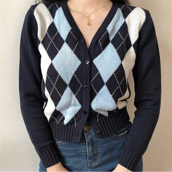 vintage geometric argyle sweater cardigan women autumn knit long sleeve v neck outerwear elegant knitted ladies sweaters 211011, White;black
vintage geometric argyle sweater cardigan women autumn knit long sleeve v neck outerwear elegant knitted ladies sweaters 211011, White;black