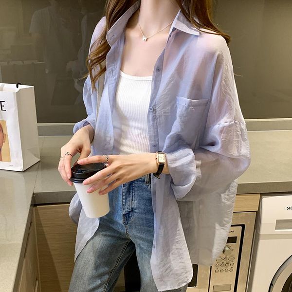 women's blouses & shirts 2021 summer korean wild loose long section tencel cardigan coat female outdoor sun outside the ride, White
women's blouses & shirts 2021 summer korean wild loose long section tencel cardigan coat female outdoor sun outside the ride, White