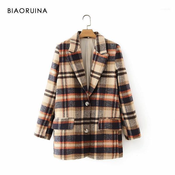 women's brushed plaid loose korean style long coat ladies retro all-match preppy long-sleeved blazer outerwear1, White;black
women's brushed plaid loose korean style long coat ladies retro all-match preppy long-sleeved blazer outerwear1, White;black
