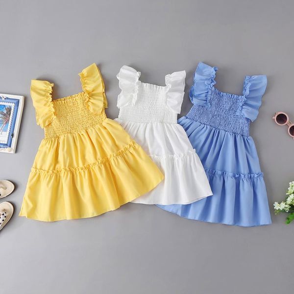 girl's dresses 2021 lovely toddler solid color dress girls summer smocked square collar sleeve ruffle casual 2-7 years, Red;yellow
girl's dresses 2021 lovely toddler solid color dress girls summer smocked square collar sleeve ruffle casual 2-7 years, Red;yellow