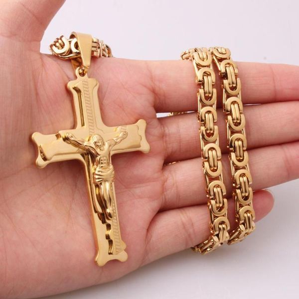 pendant necklaces gold color crucifix jesus cross necklace stainless steel christs byzantine chain men jewelry gifts 18-36 inch, Silver
pendant necklaces gold color crucifix jesus cross necklace stainless steel christs byzantine chain men jewelry gifts 18-36 inch, Silver
