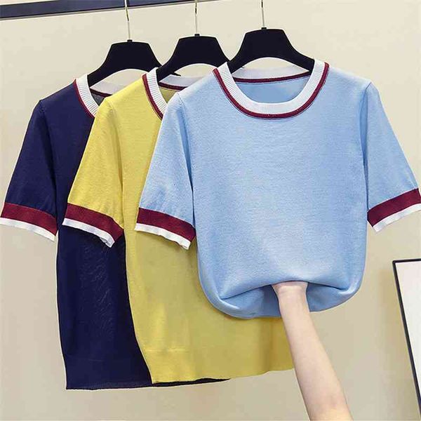women's knits & tees summer patchwork knitted short sleeve pullovers women large plus size xl-4xl thin korean style fashion s, White
women's knits & tees summer patchwork knitted short sleeve pullovers women large plus size xl-4xl thin korean style fashion s, White
