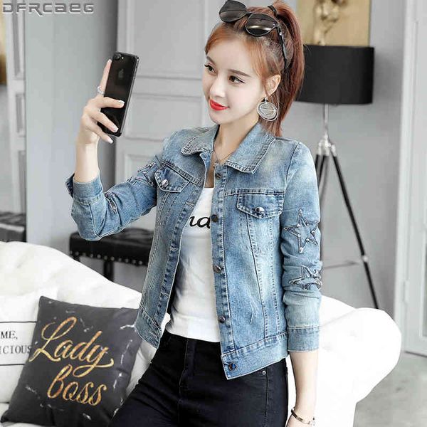women's jackets slim cropped denim jacket button rivet basic jeans coat vintage long sleeve outerwear female ripped ladies vhr0, Black;brown
women's jackets slim cropped denim jacket button rivet basic jeans coat vintage long sleeve outerwear female ripped ladies vhr0, Black;brown