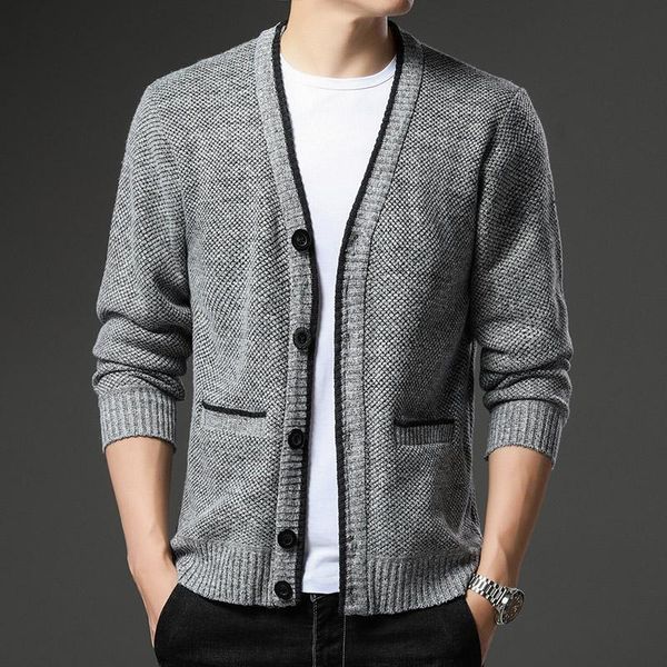 men's sweaters v-neck cardigan autumn and winter button coat for middle-aged elderly men with fleece thick sweater base, White;black
men's sweaters v-neck cardigan autumn and winter button coat for middle-aged elderly men with fleece thick sweater base, White;black