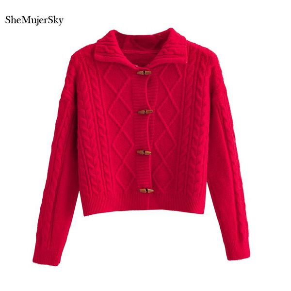 women's knits & tees shemujersky women criss-cross knitted red sweater turn-down collar single breasted cardigans 2021 cropped sweaters, White
women's knits & tees shemujersky women criss-cross knitted red sweater turn-down collar single breasted cardigans 2021 cropped sweaters, White