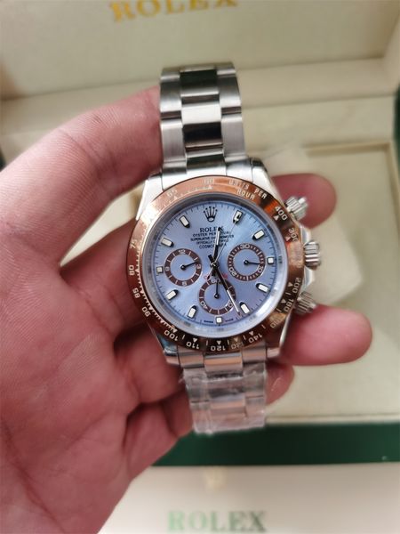 with original box mens 40mm automatic mechanical crown watch stainless steel bracelet wristwatch clock date ceramic bezel chronograph men wa, Slivery;brown
with original box mens 40mm automatic mechanical crown watch stainless steel bracelet wristwatch clock date ceramic bezel chronograph men wa, Slivery;brown