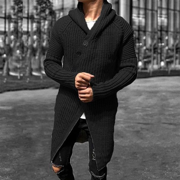 men's sweaters hooded cardigan men button open chest long knitted sweater coat autumn winter clothes abrigo de hombre ocre mens cardiga, White;black
men's sweaters hooded cardigan men button open chest long knitted sweater coat autumn winter clothes abrigo de hombre ocre mens cardiga, White;black