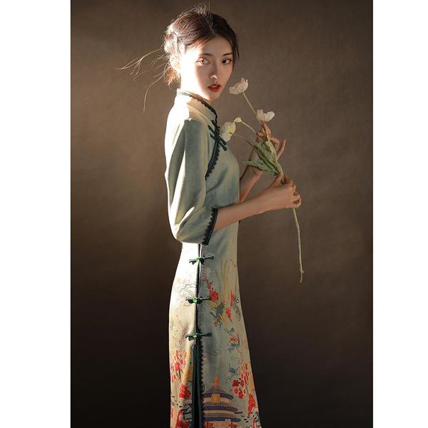 ethnic clothing 2021 cheongsam young retro dress elegant long chinese style qipao, Red
ethnic clothing 2021 cheongsam young retro dress elegant long chinese style qipao, Red