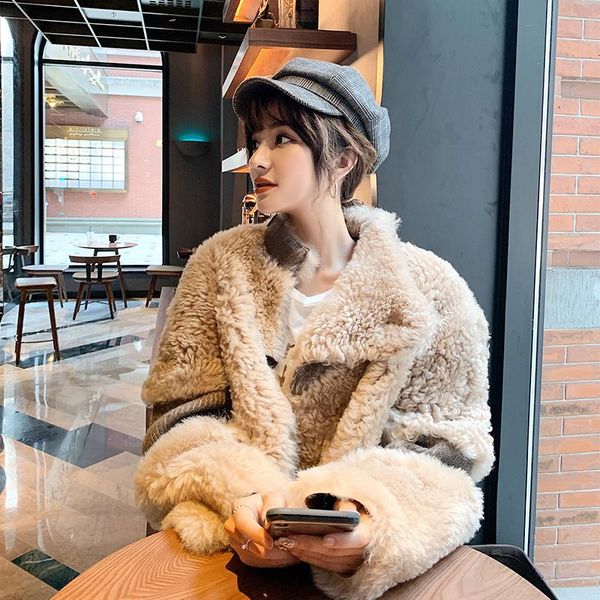 women's fur & faux super quality genuine wool coat autumn winter female jacket 2021 sheepskin clothing abrigos zjt1300, Black
women's fur & faux super quality genuine wool coat autumn winter female jacket 2021 sheepskin clothing abrigos zjt1300, Black