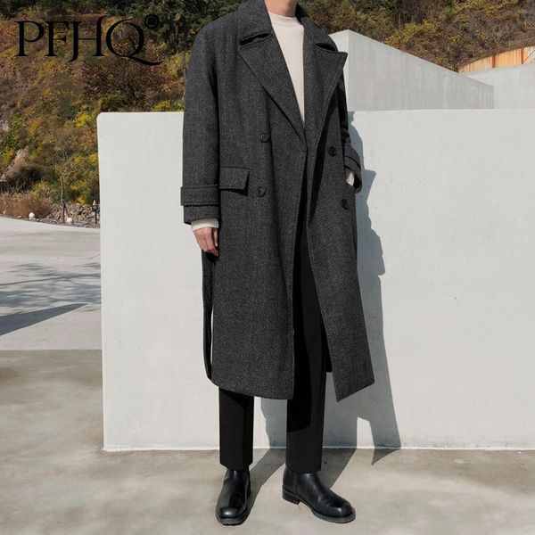 men's wool & blends pfhq mrcyc winter heavy woolen overcoat korean version knee length windbreaker loose herringbone coat fashion 21d26, Black
men's wool & blends pfhq mrcyc winter heavy woolen overcoat korean version knee length windbreaker loose herringbone coat fashion 21d26, Black