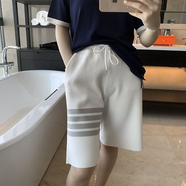 8951 waffle capris spring and summer new hemp ice silk college style four bar striped shorts, Black;white
8951 waffle capris spring and summer new hemp ice silk college style four bar striped shorts, Black;white