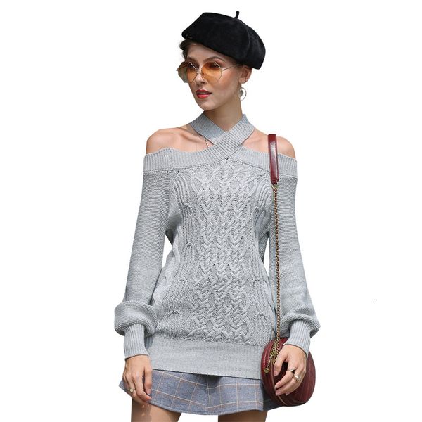 sweaters women's one line collar knitted slim fitting lantern sleeve medium length sweater knitwear clothes women, White;black
sweaters women's one line collar knitted slim fitting lantern sleeve medium length sweater knitwear clothes women, White;black