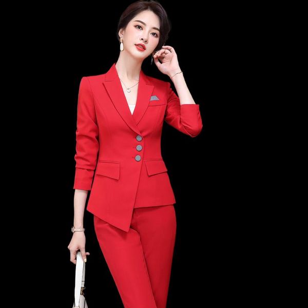 women's suit irregular single breasted full sleeve blazer set trousers spring winter office lady conjuntos femininos overalls two piece, White
women's suit irregular single breasted full sleeve blazer set trousers spring winter office lady conjuntos femininos overalls two piece, White