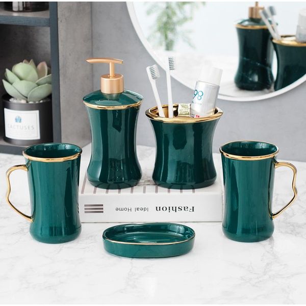 bath accessory set nordic couple models toiletry ceramics toothbrush cup mouthwash lotion bottle soap dish green bathroom five-piece
bath accessory set nordic couple models toiletry ceramics toothbrush cup mouthwash lotion bottle soap dish green bathroom five-piece