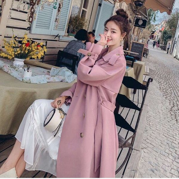 women's trench coats spring autumn double breasted mid-length coat women casual pink streetwear slim belt cloak office lady windbreaker, Tan;black
women's trench coats spring autumn double breasted mid-length coat women casual pink streetwear slim belt cloak office lady windbreaker, Tan;black