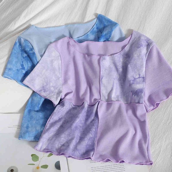 fashion casual tie-dye slimming short-sleeved t-shirt for women summer korean umbilical ears t-shirt tee 210420, White
fashion casual tie-dye slimming short-sleeved t-shirt for women summer korean umbilical ears t-shirt tee 210420, White