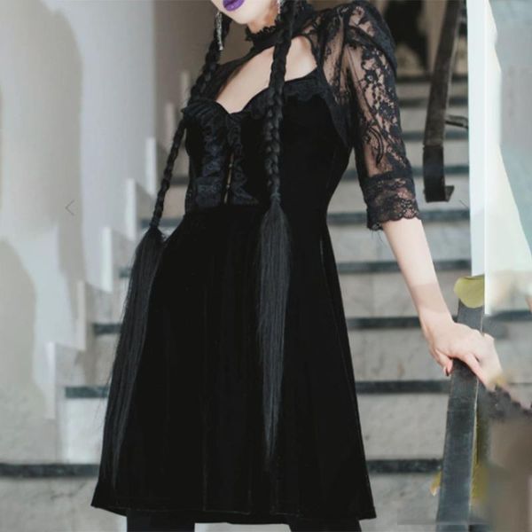 gothic fashion design hipster creative women's dress spring summer casual lace splicing perspective hollow out dresses, Black;gray
gothic fashion design hipster creative women's dress spring summer casual lace splicing perspective hollow out dresses, Black;gray